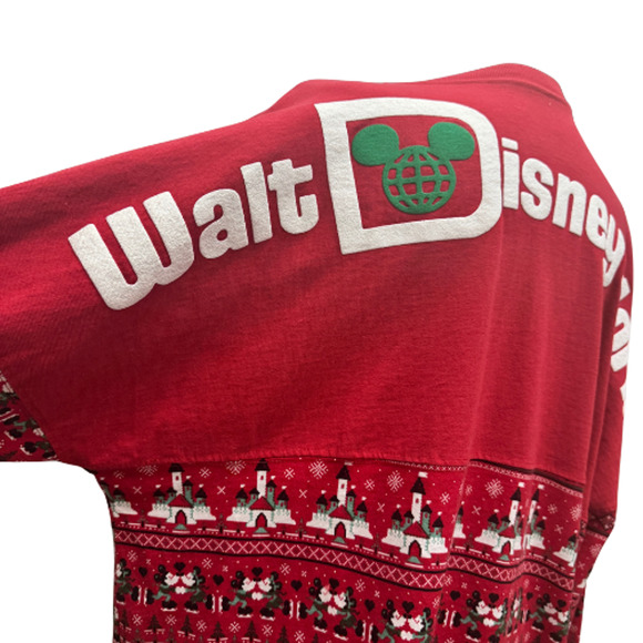 WDW Disney Spirit Jersey Christmas Holiday Fair Isle Red Size Large 1971 - Picture 7 of 11